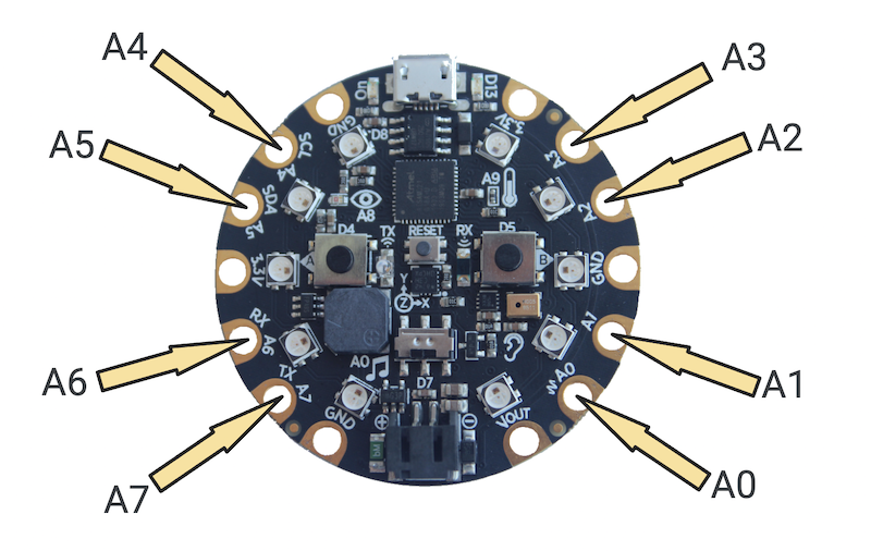 pins to connect to LEDs